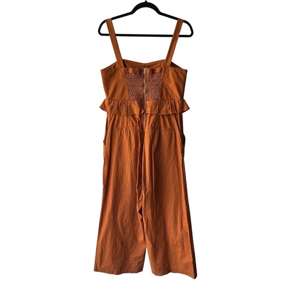 Sea New York O’Keefe Corset Ruffle Wide Leg Cropped Jumpsuit Burnt Orange 10 - Picture 4 of 13